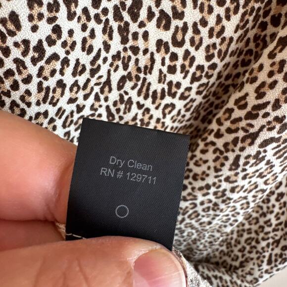 Jenni Kanye Leopard Print Midi Dress Cream Brown Round Neck Short Sleeve Sz XL - Picture 5 of 5